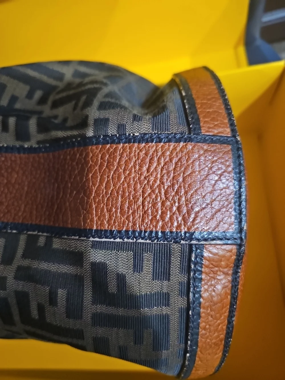 Authentic FENDI Zucca B.Mix Bucket Bag 8BR555 Braided Handle FULL SET Box
